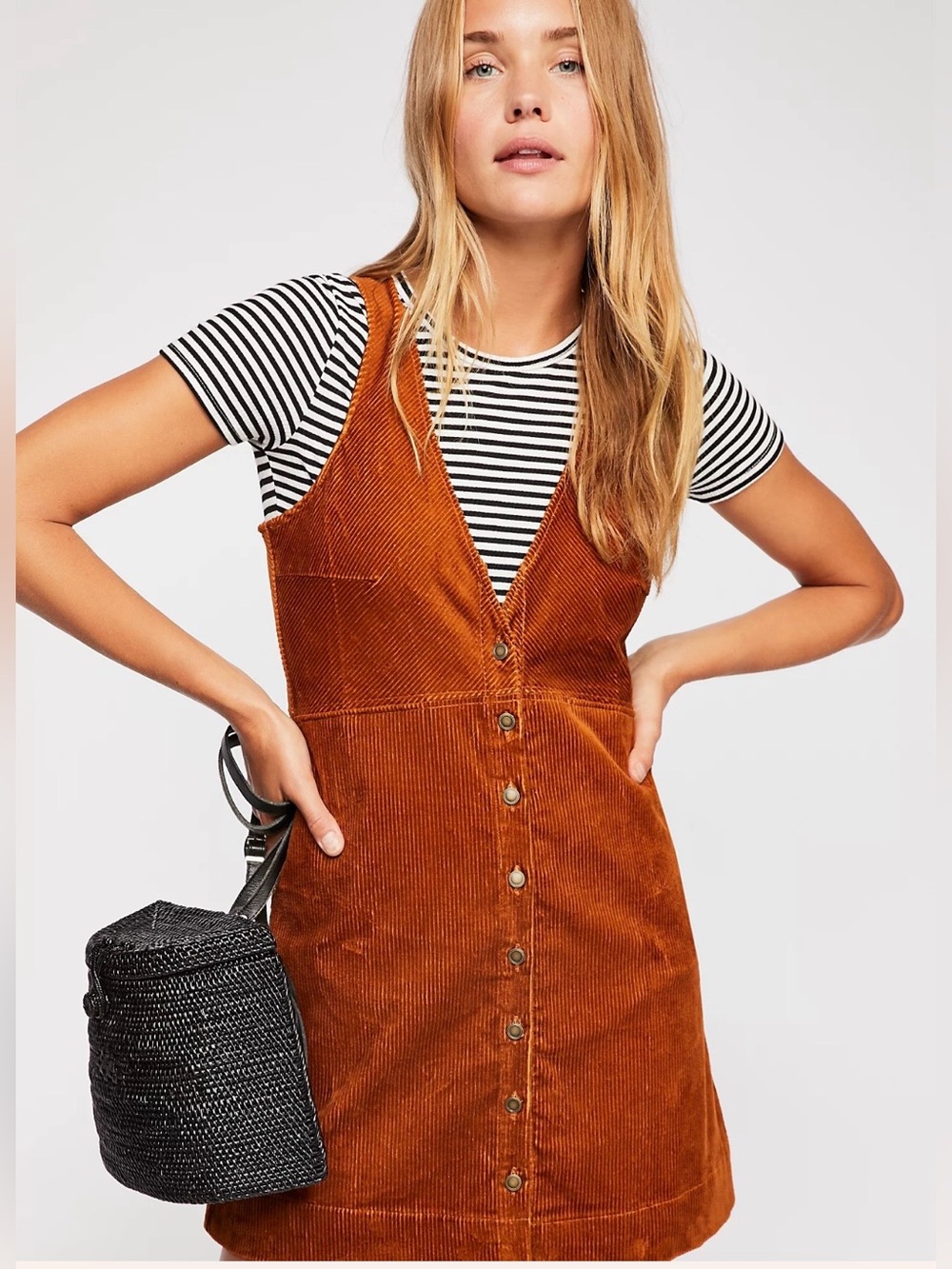 Free People Rolling Thunder Cord Mini Dress